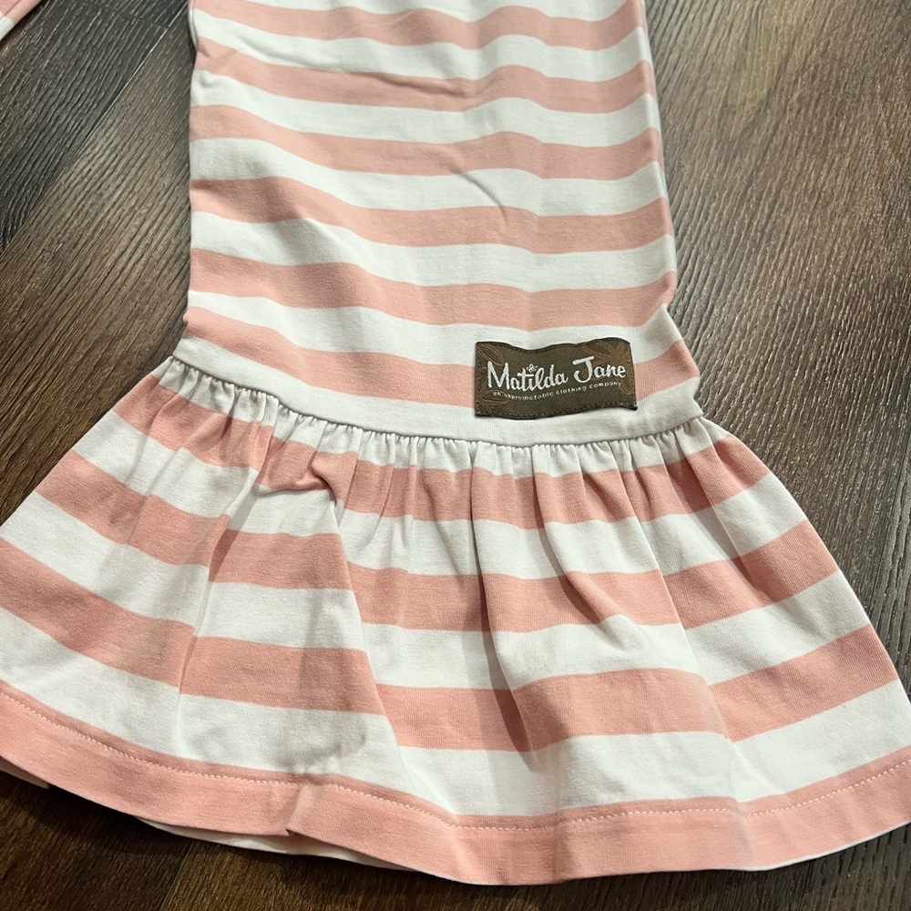 Matilda Jane Blush and White Striped big ruffles Sz 10